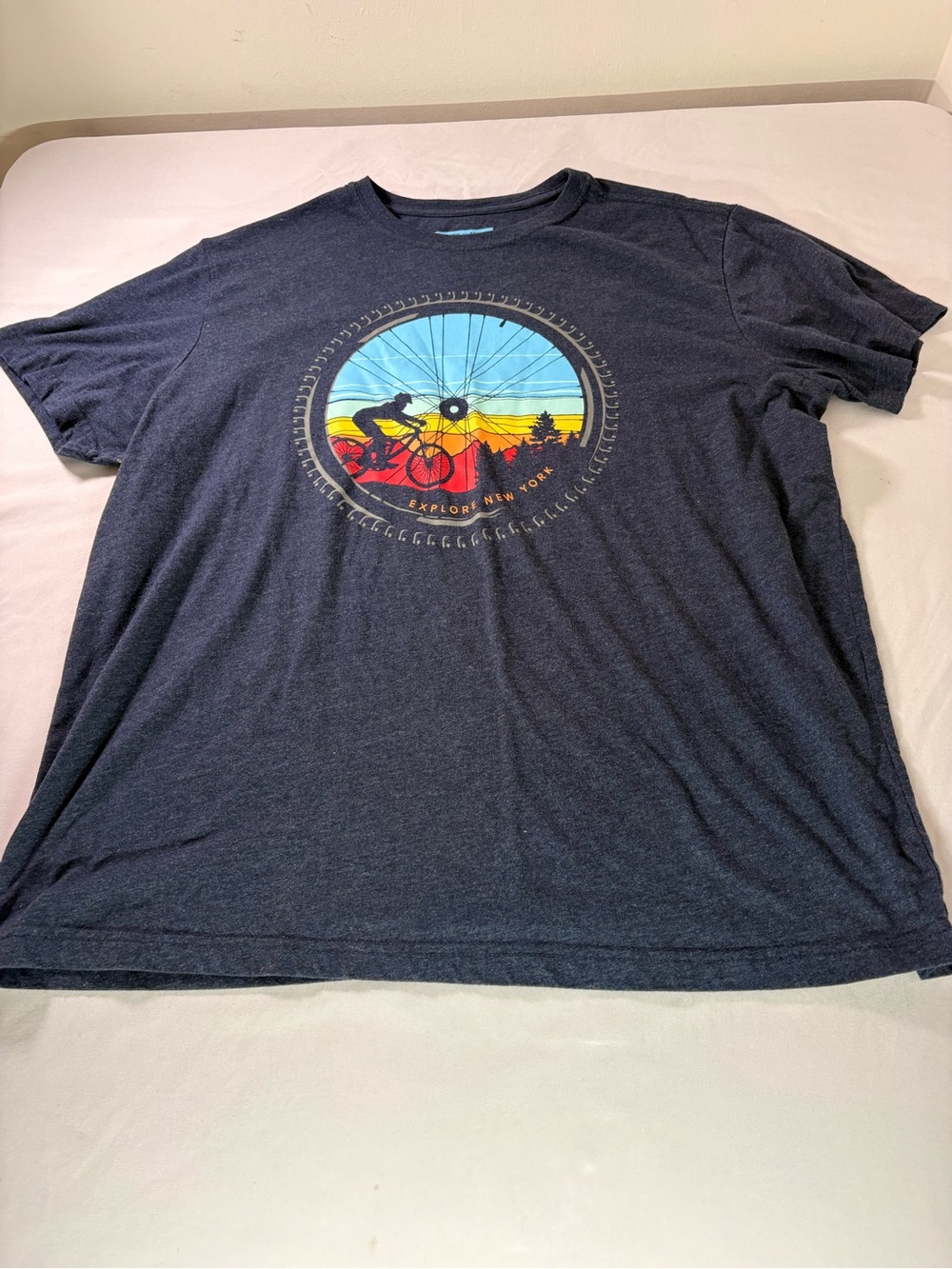 Men's Navy Graphic Bike T-Shirt - Explore New York